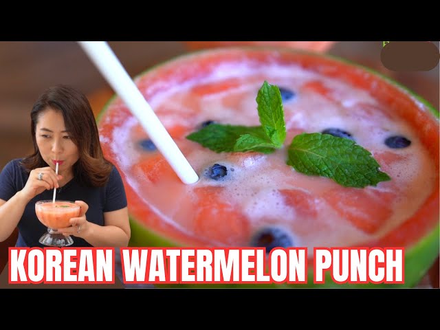 DELICIOUS Korean🍉Watermelon Punch + Soju Cocktail Recipe! Sweet & Refreshing Watermelon 수박화채 + 소주칵테일