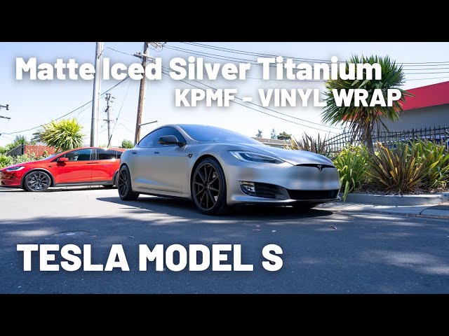 Tesla Model S - KPMF K75500 Matte Iced Silver Titanium Vinyl Wrap K75501