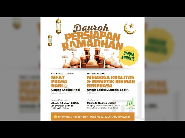 Sifat Puasa Nabi (Sesi 1) - Ustadz Sabilul Muhtadin, Lc., M.H | Dauroh Persiapan Ramadhan