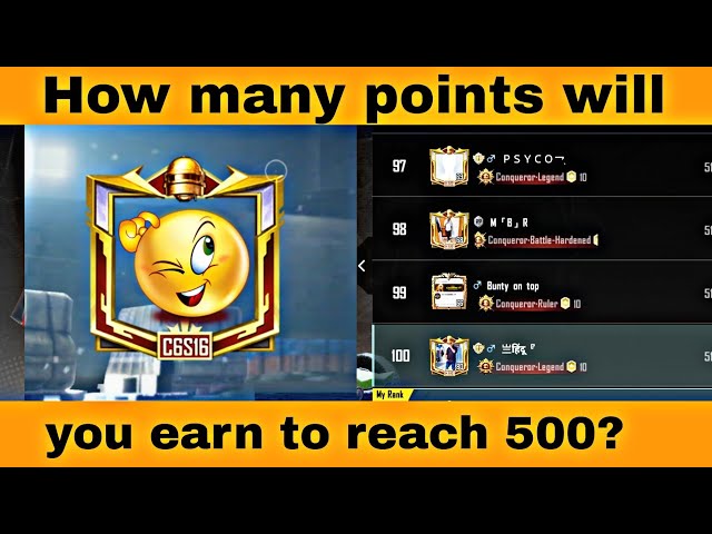 How many points will you earn to reach 500? , BGMI Solo conqueror rank push video...