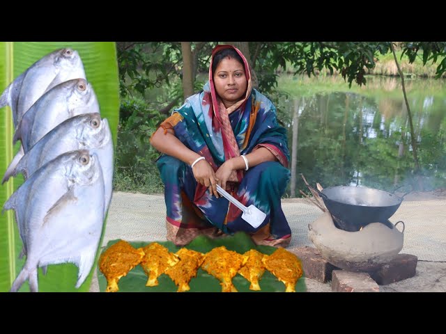 Delicious Unique Spicy Pomfret Masala Cooking In Village ||Bengali recipe ||Pomfret Recipe