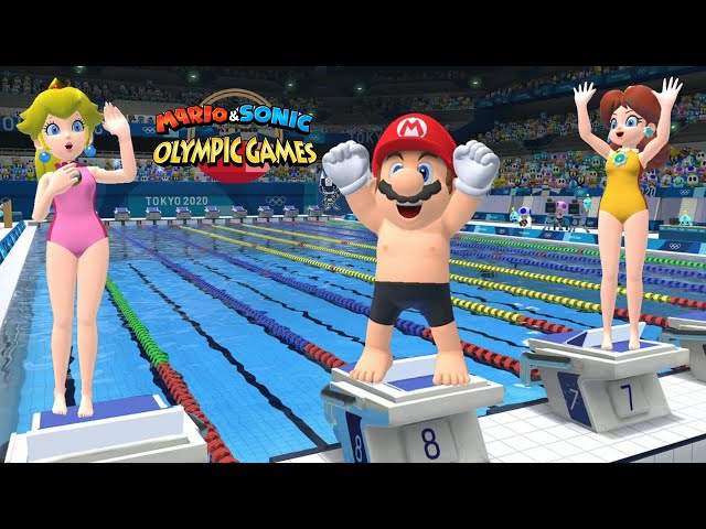 Mario & Sonic At  The Olympic Games Tokyo 2020 Event Swimming 100M Freestyle Hard Mario Knuckles Amy