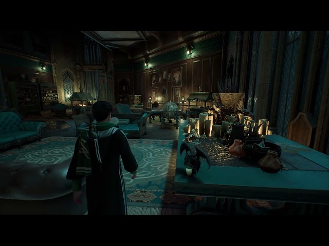 Hogwarts Legacy Room of Requirement Slytherin theme