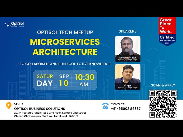 OptiSol Madurai Tech Meetup | Microservices Architecture | Tech Community Madurai
