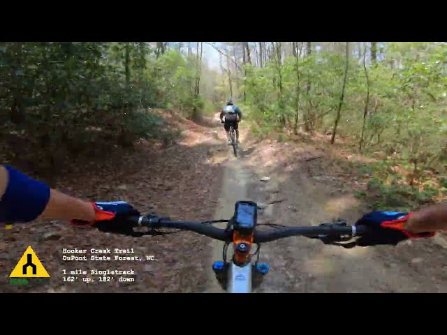 Riding Hooker Creek Trail, DuPont State Forest in North Carolina