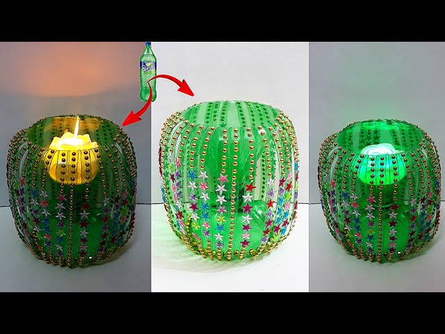 Showpiece/Tealight holder made from waste Plastic Bottle| Christmas/home decoration ideas