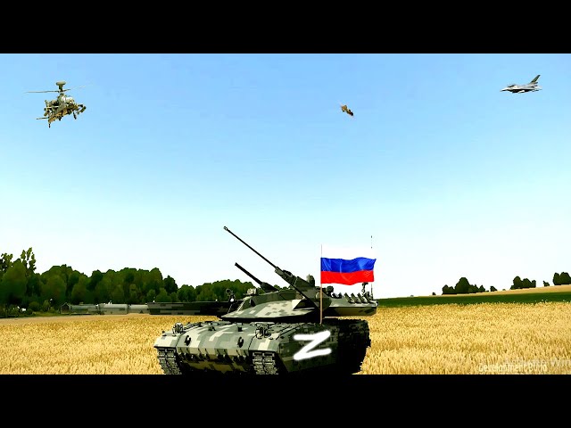Ukrainian fighter jets and helicopters Shot Russian T-14 tank with guided missile - ARMA