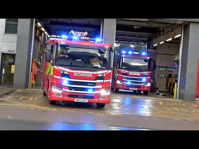 BRAND NEW Fire Engines double turnout! + Unmarked police cars responding in Cardiff