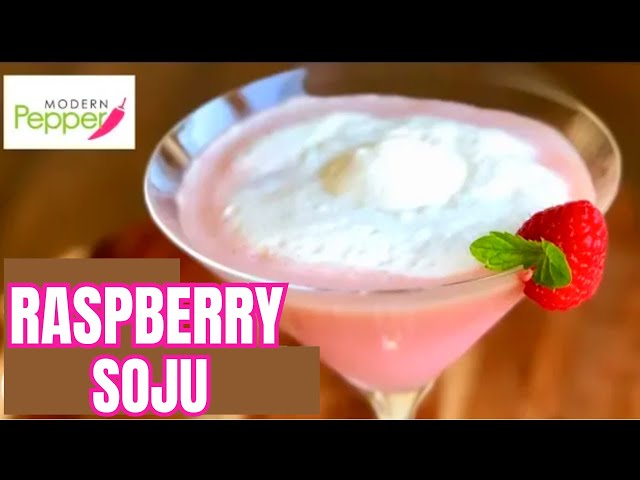 Creamy 🍓Raspberry Soju Cocktail Martini (Korean Soju) 산딸기 소주 칵테일