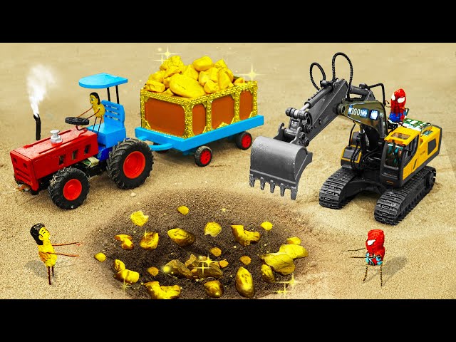 Diy tractor Bulldozer making mini Road Construct | diy Excavator Digging Up Gold Treasure | HP Mini