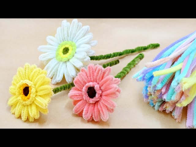 How to make Gerbera Daisies from Pipe Cleaner | Pipe Cleaner Flowers DIY