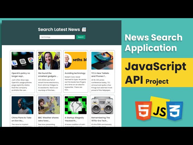 JavaScript Project | News Search App With JavaScript API