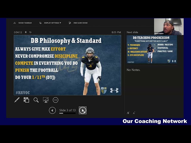 Shane Gaines (Merrimack Corners/Nickels Coach) Topic: Applying DB Technique to Different Coverage