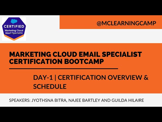 MC Email Specialist Bootcamp_2022: Day1-Kickoff and Certification Overview