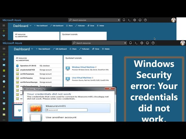 Azure-Windows Security error: Your credentials did not work-Troubleshooting