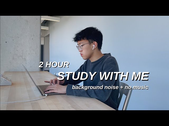 2 HOUR *AESTHETIC* STUDY WITH ME | real time, background noise, typing, no music // study motivation