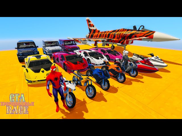GTA 5 Impossible Race! With Super Cars, Motorcycle With Trevor! Epic Stunt Map Challenge #2