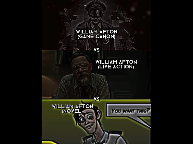 William Afton (game canon) vs William Afton (live action) vs William Afton (novel)