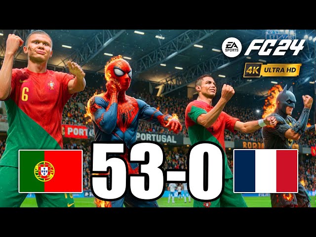 FIFA 24 - RONALDO, Håland, SPIDER MAN, BATMAN, MESSI, ALL STARS PLAYS TOGETHER | PORTUGAL vs FRANCE