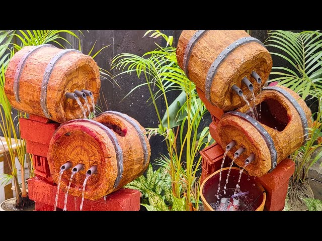 A Beautiful DIY Barrel Fountain Making🌊🌊