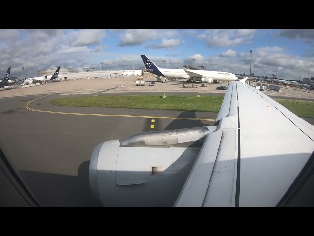 Lufthansa A319 cloudy August departure from Frankfurt I 4K60