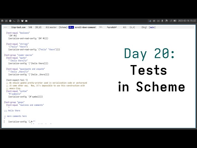 Day 20: Tests in Scheme - Road to FOSS Business