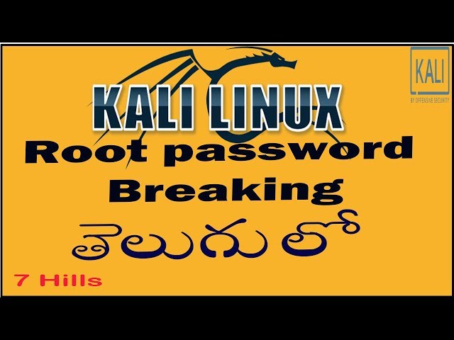 How to break Kali Linux root password in telugu