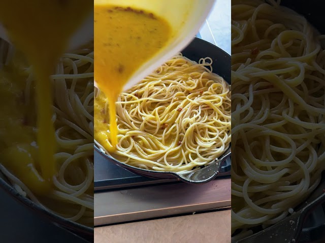 Spaghetti Carbonara Fritata #shorts #food52 Recipe in description!