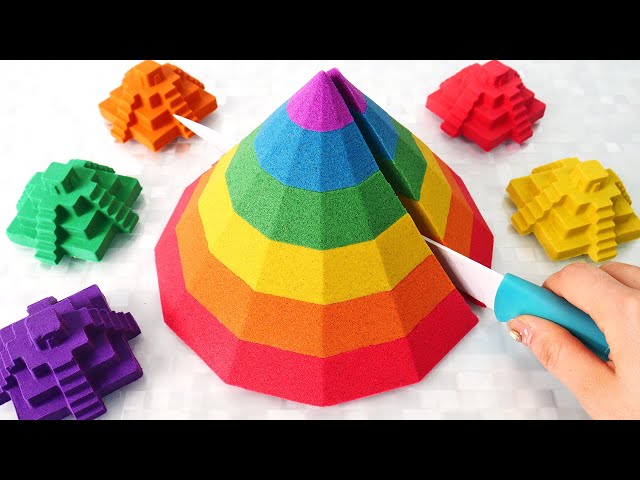 Satisfying Video l Kinetic Sand Pyramid Cutting ASMR RainbowToyTocToc