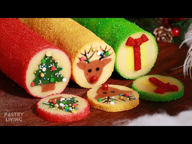 SLICE & BAKE! Christmas Cookies 🎁 (Reindeer, Gift box & Christmas tree cookies) | Holiday Cookies