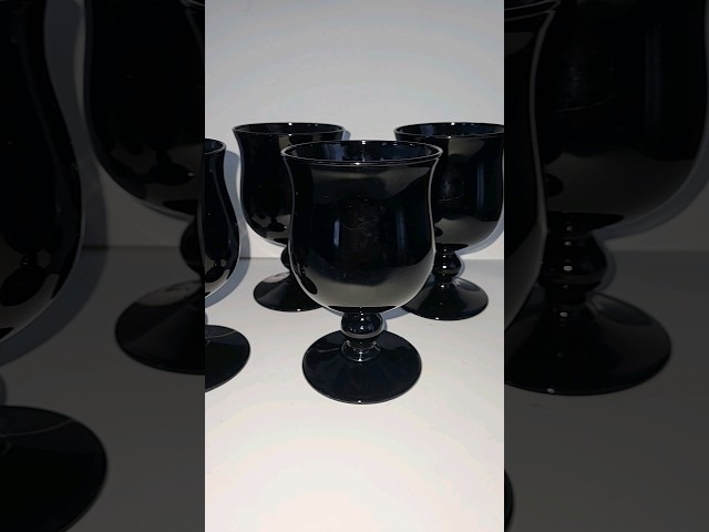 Rare Black Glass Wine Glasses and Goblets 1950s Thrift With Me