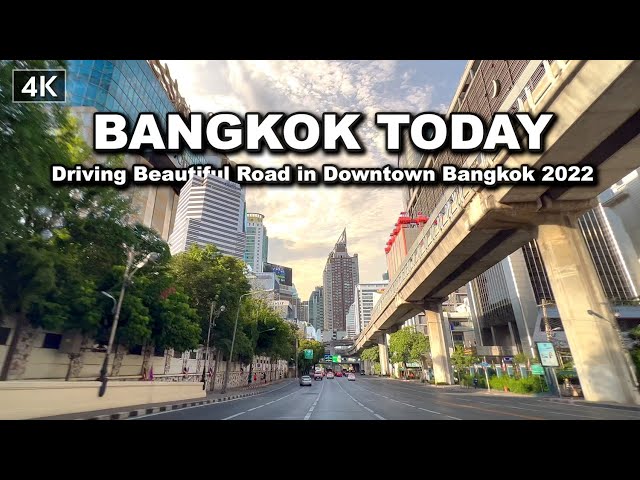 【🇹🇭 4K】Driving Beautiful Road in Downtown Bangkok 2022 - Driving Ambience Relaxation Thailand
