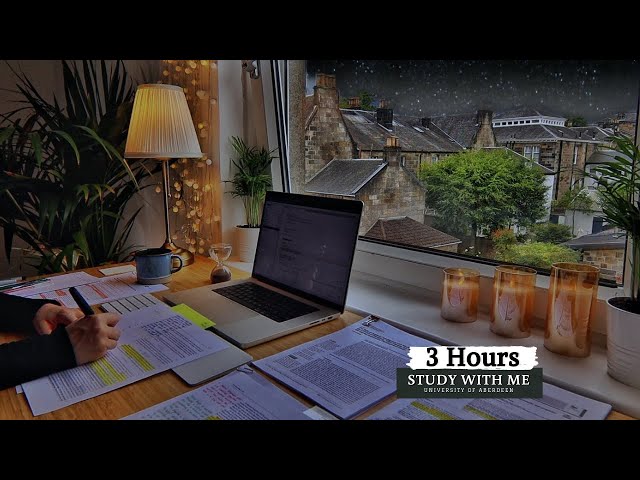 3 HOUR STUDY WITH ME | Background noise, Bird Chirping,10 min break, No Music, Study with Merve