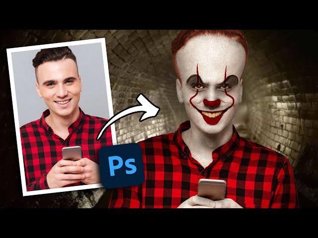 PENNYWISE from IT Clown Makeup Photoshop Tutorial