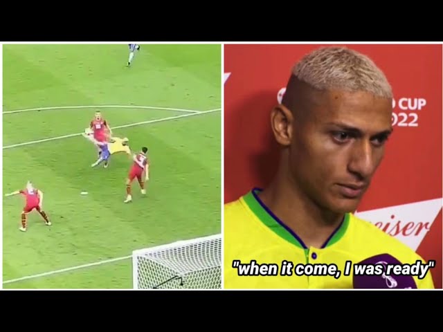 Richarlison's reaction after scoring a fantastic bicycle kick volley