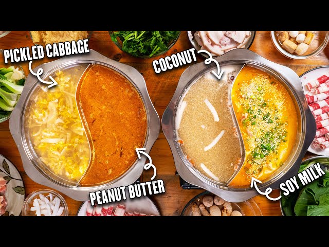 😮 4 COMPLETELY DIFFERENT Hotpot Recipes to Make at Home! (Fast, non-spicy soup bases)