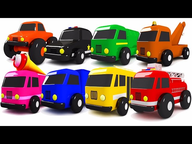 Colors for Children to Learn with Street Vehicles Fire Trucks Cars | Learning Colours and Numbers