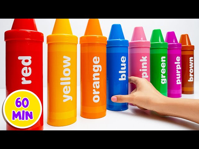 EASY! Best Learning Colors for Kids with Toys and Giant Crayon Surprise - Toddlers Educational Video