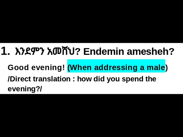 How To Say "Good evening!" in Amharic/Greetings In Amharic/Amharic Phrases For Beginners/አማርኛ-እንግሊዝኛ