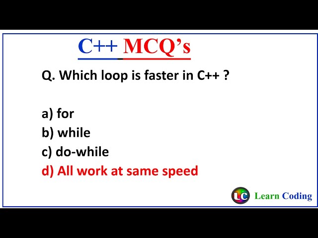 Part-2 C++ MCQ's | C++ mcq with answers | C++ basics mcq questions and answers | Learn Coding