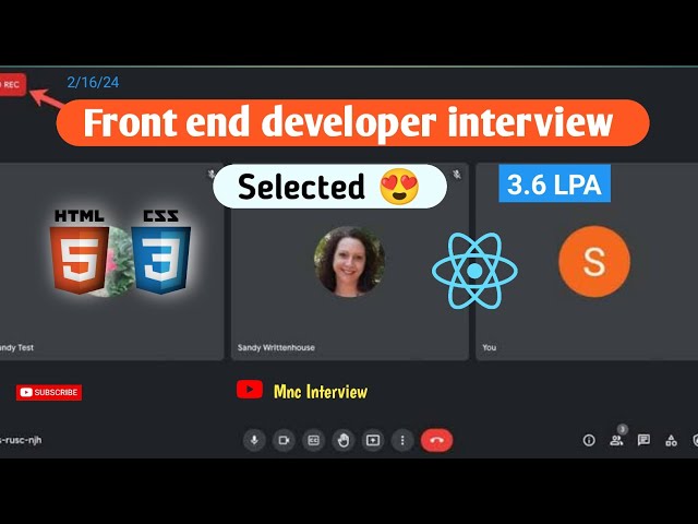 Front end developer interview 2024 | Reactjs developer interview questions 2024 | Selected 😍 #react