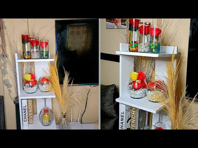 TV STAND ORGANISATION//DIY Long Glass Vases/Candle Holder