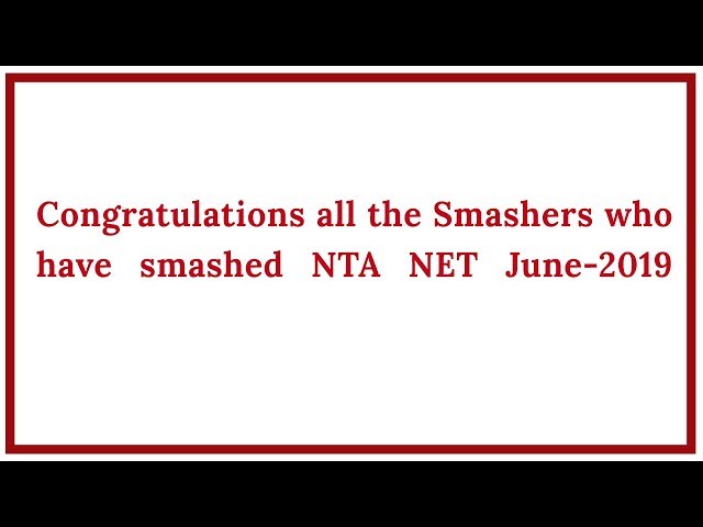 Congratulations to Qualifiers of NTA NET June2019 & Motivation for NTA UGC NET December-2019