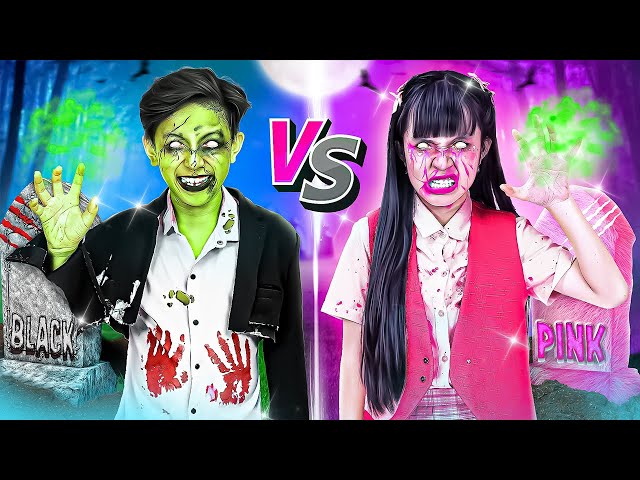 Black Vs Pink Zombie Extreme Makeover At Dress Up Challenge - Funny Stories About Baby Doll