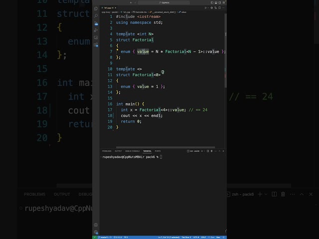 template meta programming quick example in C++ programming #cplusplus #coding