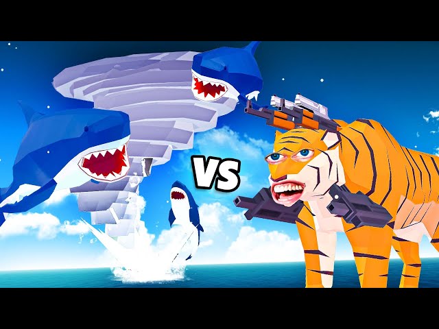 New DEER TIGER MUTATION vs SHARKNADO! - Deeeer Simulator Gameplay