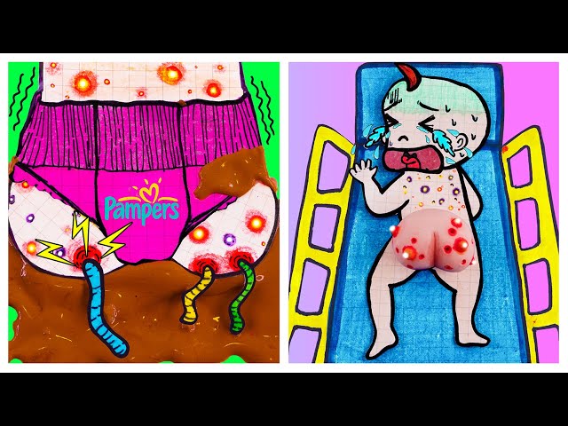 [🐾paper diy🐾] POP THE PIMPLES #2 👶👶 Baby Boss care tips 놀이 종이 !!! Paper ASMR