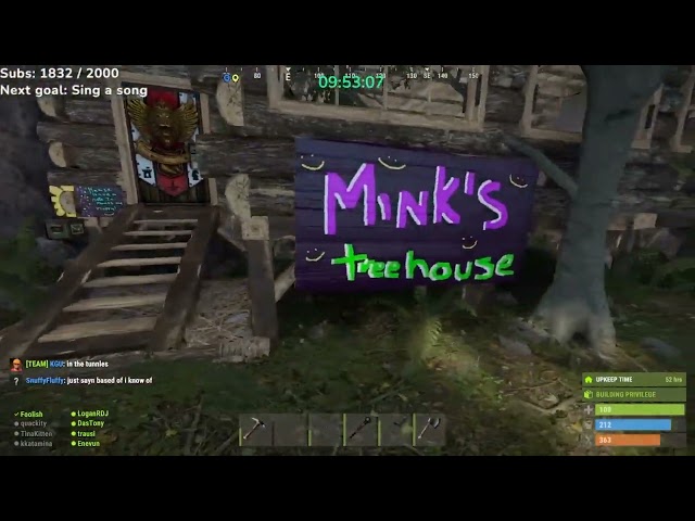 Minks gives a tree house tour, and gets raided by Rust Pros.