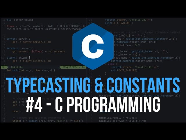 Typecasting, Constants & Strings - C Programming Tutorial #4