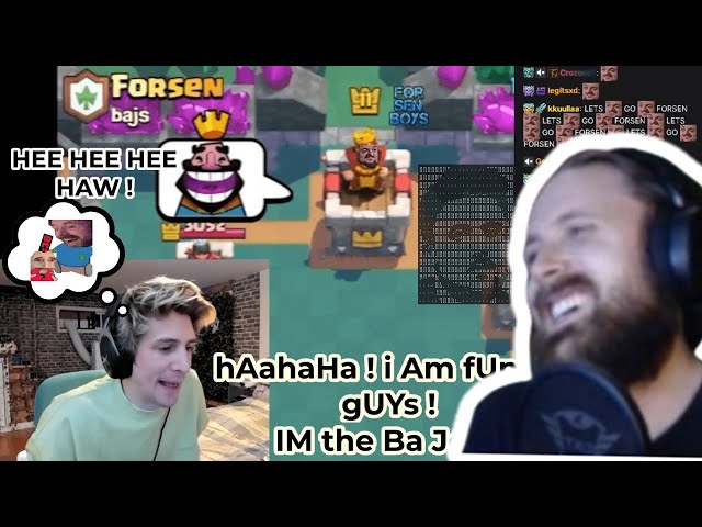 Forsen Reacts to xQc getting rolled by Forsen in Clash Royale as he cant stop insulting Bajs